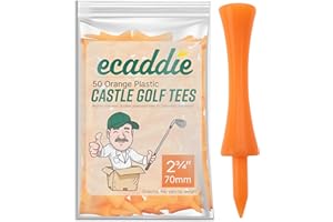 ECADDIE Plastic Castle Graduated Golf Tees (Pack of 50) - Various Sizes & Colours