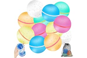 CETOON 12PCS Reusable Magnetic Water Balloons for Kids & Adults - Fast Fill Self-Sealing Water Bombs - Silicone Refillable Water Toys for Pool, Beach, Garden Party Games (12)