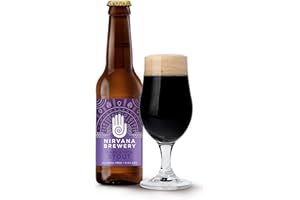 NIRVANA BREWERY Nirvana - Dark and Rich Stout Beer 0.0% ABV - Alcohol Free Craft Beer with Hints of Stone Fruits with Chocolate Aromas - Gluten Free Beer, Vegan Alcohol, Craft Beer Gift Set - 12 x 330ml