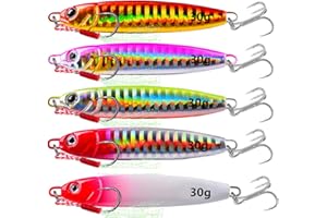 WYSUMMER 5Pcs Hard Metal Sea Fishing Spinners,Fish lure Jigs Slow Shake Fish Bait Luminous Belt Sinking Lures for Wobbler Pike Carp Trout Perch Squid Catfish Fishing Baits
