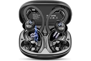 CILLSO Cuffie Bluetooth Sport，Auricolari Bluetooth 5.4 Sport Con Stereo Hifi, 50 Ore Cuffie Wireless Con 4 ENC Cancellazione Rumore Mic, IP7 Impermeabile, USB-C, Cuffiette Bluetooth Con LED Display, Nero