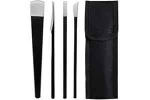 CUCKYZIRL Pedicure Knife Set - 4 PCs Professional Foot File Dead Hard Skin Remover Corn Feet Heel Cuticle Callus Shaver Foot Rasp Kit - Pedicure Foot Care Tools with Storage Bag for Dry Hard &Cracked Skin Black