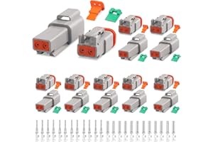CEMYDEYO DT Stecker Set 2-polig,8 Sätze Kabelverbinder Wasserdicht Steckverbinder,KFZ Stecker,Kabelstecker für Auto, Motorräder, LKW, Boot (8 Sätze 2-polig)
