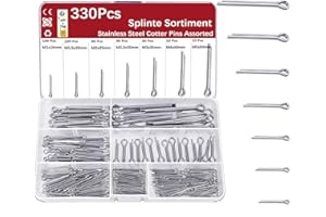 CIAYCTY Coppiglie in Acciaio Inox 304, Lotto da 330 Pezzi, Set Coppiglia(M1, M1.5, M2, M2.5, M3, M4, M5) per Manutenzione, Meccanica, Fai Da Te