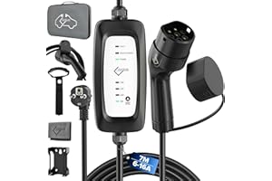 ‎EVIEUN EVIEUN Typ 2 Ladekabel Schuko 3,6kW [1-phasig 7m 6-16A] | EV Ladegerät mit 4-stufig Stromregelung | Ladekabel Elektroauto IEC 62196-2 für ID.3/ID.4, Model 3/Y, ZOE, Q3/Q5 u.a. (EV/PHEV)