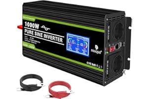 NOVOPAL 1000W Convertitore puro Sinus -DC 24 V a AC 220 V/230 V Inverter con display LCD e telecomando -Potenza di punta 2000 W Trasformatore di tensione