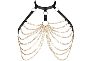 PETMHS Punk Brust Harness BH Body Chain für Damen Truhe Kette Schwarz Gothic Halsband Ketten Riemchen Geschirr BHs Körperschmuck Clubwear Mode Belly Belts
