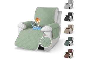 Chingcoo Sesselschoner für Relaxsessel,weicher Sesselbezug mit Armlehnen & Taschen – Rutschfester Sesselüberwurf 59×203 cm, Waschbar bei 30 °C, Schutz vor Flecken & Haustieren (Mintgrün)