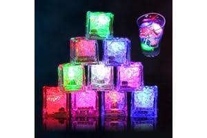 Funmo Kostki lodu LED do napojów, świecące kostki lodu, diody LED, kolorowe świecące kostki lodu LED, zabawka do kąpieli dla niemowląt, światło LED, do wielokrotnego użytku
