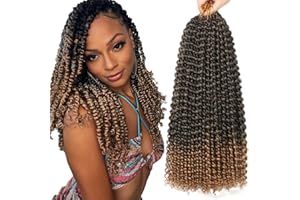 Passion Twist Hair 7 Packs/Lot 46cm Water Wave Crochet for Passion Twists long Bohemian Hair Braiding ShowJarlly Passion Twist Crochet Hair Braids Synthetic Hair Extensions (18inch,T1B#27)