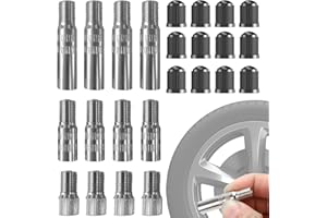 YIDM Ventilverlängerungen Autoventil Verlängerung Ventilverlängerung Ventil 12 Stück Metallventile Stahlventile Prüfventil Füllventil Autoventil mit 12 Reifen Ventilkappen für Scooter LKW Van Caravan