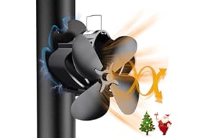 DRCOKARS Kaminventilator Magnetisch, Leiser Kamin Ventilator Ofenventilator Ohne Strom, Kaminlüfter für Holz/Brennholz/Feuerstelle/Ofenrohr, Stove Fan for Fireplace, mit 2pcs Magnete &1pcs Ersatzteil Ring