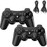 Controller für PS3, 2er Pack Wireless Controller mit Dual Shock, Bluetooth, Rechargable Remote Gamepad Joystick mit 2 Ladekab