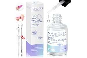 ‎SAVILAND Saviland Nagelkleberentferner-Set: Rizinusöl,Vitamin E,Nagelkleberentferner für Kleber auf den Nägeln,Nagelhautschieber,zum Aufdrücken der Nägel,künstliche Nägel,Nagelgabel,Aufdrücken von NägelnV