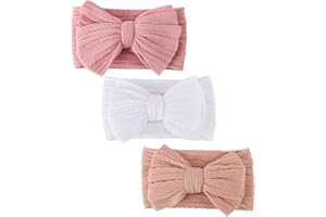 DRESHOW 3 Pack Girls Headbands Stretchy Nylon Headbands Handmade Hair Accessories for Newborn Infant Toddlers Kids