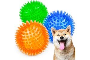 SHARLOVY Quietschende Bälle für Hunde, klein, Gummibälle für Hunde, 3 Stück, helle Farben, TPR-Welpenspielzeug, Hundespielzeug, Bälle mit Quietschspielzeug, Haustierspielzeug für Welpen, zahnende Spielzeug
