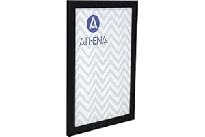 Athena Black Woodgrain Thin Premium Wood Picture Frame 12" x 8" - 12 x 8 Frame - Photo Frame - 12x8 Frame Black with Clear Styrene Sheet & Wall Mounted Hook – 8 x 12 Inches