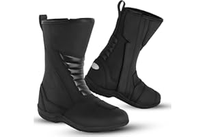 REXTEK Botas de moto para hombre aprobadas por la CE (EN13634:2017) Zapatos de cuero de tobillo largo para motocicleta de turismo Calzado protector