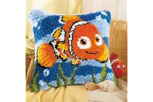 Vervaco Knüpfkissen Nemo Knüpfpackung zum Selbstknüpfen eines Kissens, Stramin, weiß, 40 x 40 x 0,3 cm