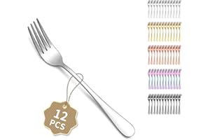 Berglander tenedores de mesa de 12 piezas de 18cm, juego de tenedores de cena de acero inoxidable para el hogar, el restaurante, las comidas diarias, fácil de limpiar y apto para lavavajillas