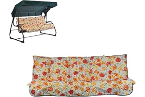 VIIAN Tecnoweb Coussins pour balancelle 4 places, coussin de toit assorti de rechange inclus, 100 % fabriqué en Italie, idéal pour l'extérieur (jardin et cours) - Cadre non inclus Fantasia Rosso-Giallo