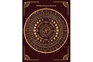 Pendulum Divination Notebook: Lined Notebook with Intricate Deep Red & Gold Cover Featuring Moon Phases, Zodiac Signs, Runes, Months, Days, Letters, Numbers, Elements, & More, 8.5 x 11 in