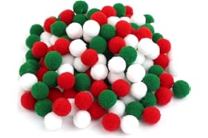 DUORIES 1000 Stück Bunte Mini Pompons,10mm Pompom Bälle Kleine Bommeln,Flauschigen Plüschbälle Filzkugeln Deko für Geburtstag & Hochzeit Party Dekorieren Lustige DIY Nähen Basteln Handwerk,Rot Grün Weiß