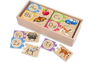 Melissa & Doug Self-Correcting Alphabet Wooden Puzzles | Educational Toys for Kids, 52 Pcs | Age 4+