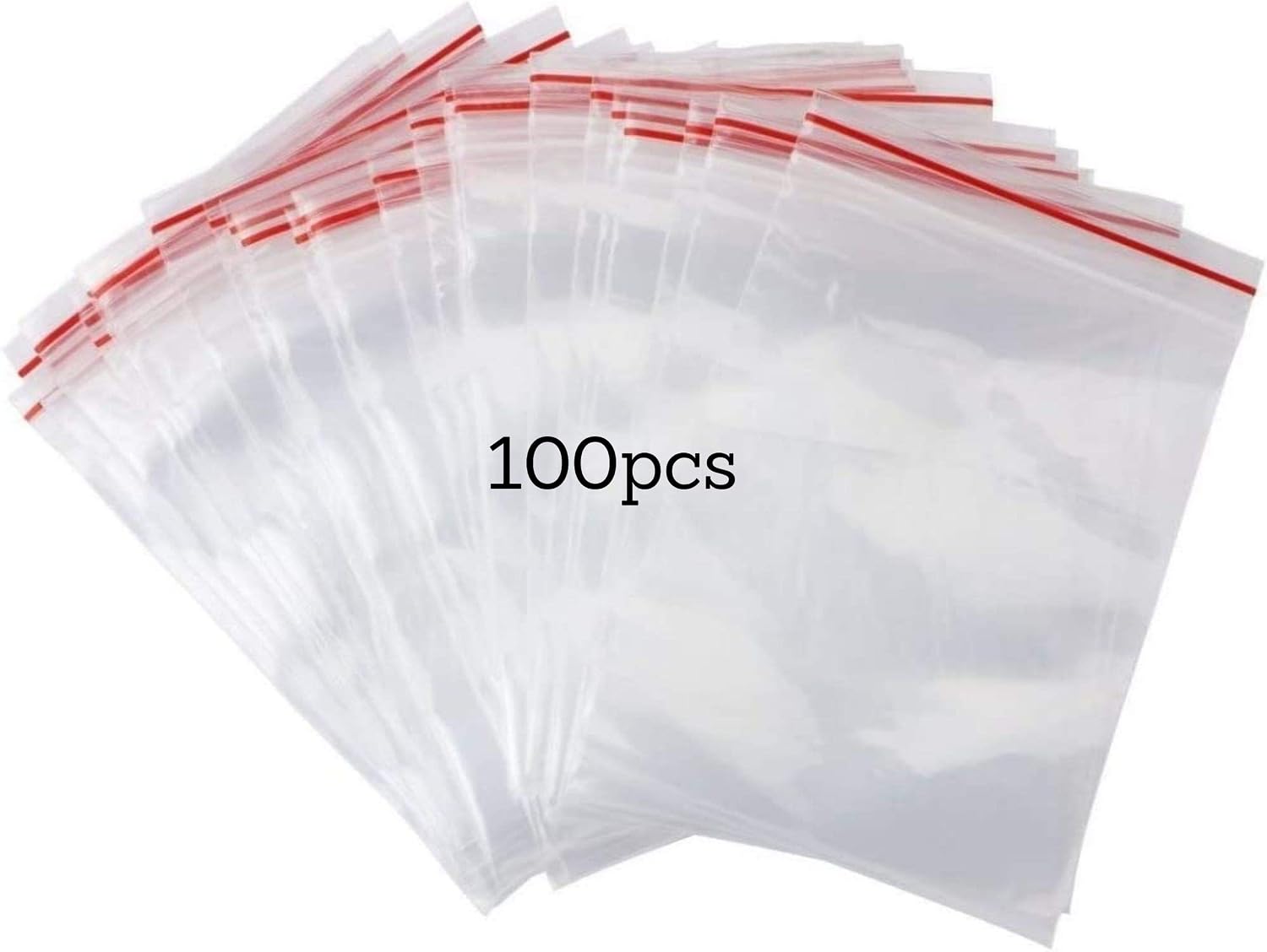 Pakico | 100 Bolsas 10 x 15 cm Con Cierre Zip | Bolsas De Plastico Transparente | Bolsas Celofan Transparente Zip | Bolsas Autocierre | Bolsas Pequeñas Plastico | Diferentes Tamaños