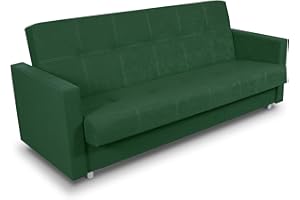 ‎SOFNET Schlafsofa Bettsofa Dave - Sofa mit Schlaffunktion und Bettkasten, Bett, Farbauswahl, Schlafcouch, Couch vom Hersteller, Couchgarnitur (Grün (Suedine 76))