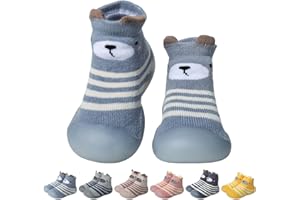 OUTFIT SPRING Scarpe Calzini Antiscivolo Bambino Bambina, Scarpe Primi Passi Calze Antiscivolo Neonato, Suola Morbida Pantofole Bambini Maglia Scarpe Calzino con Cartone Animato 6-36 Mesi