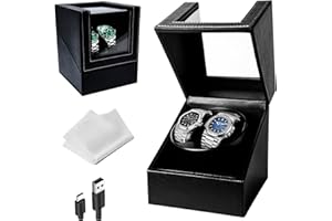 Gziztx Watch Winder for 2 Watches Quiet Watch Winder Box, Automatic Watch Display Storage Box for Double Watch (Black)