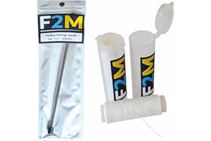 F2M - Pack pêche en surfcasting - Lot de 2 Rouleaux de Fil à ligaturer Les appâts + 1 Boite de 5 Aiguilles à locher Les vers