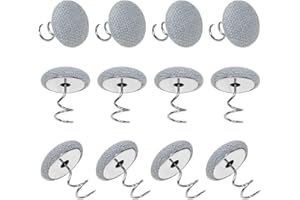 Mini Skater Small Linen Fabric Covered Button Upholstery Twist Pins Classy Bed Skirt Pins for Slipcovers Headliners Fixed, Pack of 12 (Light Gray)