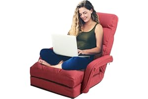 COSTWAY Sofá Cama Plegable Individual Sofá Perezoso Silla con Reposabrazos y Cojín para Oficina Salón Terraza Jardín (Rojo)