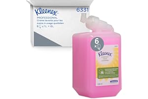 K-C PROFESSIONAL Kleenex® Crème Lavante pour les Mains 6331 – Savon Crème Doux et Parfumé pour le Lavage Fréquent des Mains en Milieux Professionnels – 6 Cartouches x 1 Litre (6 Litres au Total)