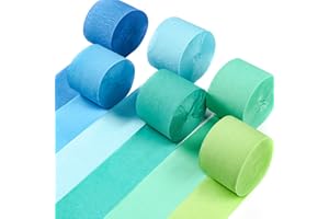 PartyWoo Crepe Paper Streamers 6 Rolls 492ft, Pack of Blue, Pastel Blue, Green and Lime Party Streamers for Birthday Decorations, Party Decorations, Wedding Decorations (1.8 Inch x 82 Ft/Roll)
