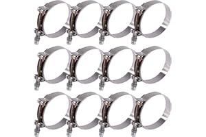 Glarks 8Pcs 70-80mm Stainless Steel T-Bolt Hose Clamps Turbo Intake Soft Hose Intercooler Clamps