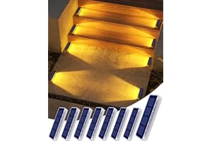 DetarZinLED Luces Solares LED Exterior Jardin, 8 uds Luces Solares Exterior Escalera IP68 Impermeable, Blanco Cálido Luz Exteriores Solar para Escaleras, Jardin, Patios, Terraza, Valla, Deck, Camino