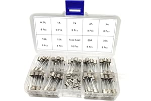 ALLNICE Assortiment de fusibles en verre M6 x 30 mm - 0,5 A, 1 A, 2 A, 3 A, 5 A, 10 A, 15 A, 20 A, 30 A, 72 pièces et 10 pièces de siège de fusible (type 3 : M6 x 30 mm)