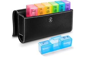 Tablettenbox 7 Tage Deutsch - BUG HULL Medikamentenbox Pillendose Morgens Mittags Abends Reise mit PU Leder (Tablettenbox 7 Tage 3 Fächer)