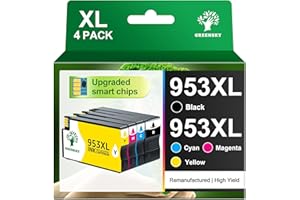 GREENSKY 953XL 953 XL Remanufacturado para HP 953XL Pack para HP OfficeJet Pro 7720 7740 8710 8715 8720 8210 7730 8730 (Negro Cian Magenta Amarillo, Alta Capacidad)