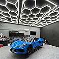 Hexagon Led Garage Light,14 Hexagonal Grid Shop Lights for Garage/Workshop Autoshop with White Border, IP54 2 Year Warranty AC 100-240V(15.88 fts x 7.98 fts)