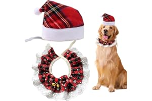 XUZWECP Confezione da 2 set natalizi per animali domestici, bandana natalizia per cani e cappello da Babbo Natale, sciarpa natalizia per animali domestici, bandana natalizia per cani (M)