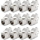 deleyCON 12x CAT6a Keystone Jack Modul Patchkabel Netzwerkkabel Verbinder STP Schirmung RJ45 Buchse Netzwerk Dose Patchpanel 