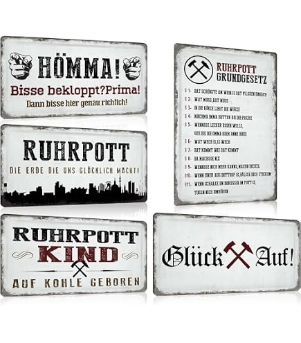 Schiefer-Schild „Ruhrpott – Auf Kohle Geboren“ Mit Lasergravur – 8x22 Cm, Wetterfest Für Tür Oder Wand