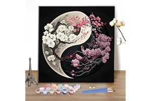 MEIYUDA DIY Paint by Numbers for Adults Yin Yang, Paint by Numbers Kits Painting Numbers, Arts and Crafts for Beginner Acrylic Pigment Drawing Paintwork Wall Art 40x40cm(Without Frame)