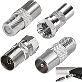 4 Pcs TV Antenna Adapter F Male to Female Coaxial Adapter RF Coaxial Connector Compatible with Satellite Cable Router Modem R