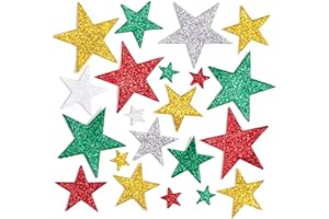 Baker Ross AW865 Autocollants en Mousse à Paillettes motif Etoiles - Lot de 150, Autocollants pour Enfants, Parfait pour le Scrapbooking, Fournitures et Loisirs Creatifs pour les Enfants