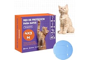 Mablik® Red para Gatos Terraza 4x3m Transparente + Kit de Instalación + Instrucciones. Malla Protectora Balcon y Ventanas de Nylon. Trama 3x3cm. Seguridad y protección para tu Gato (4x3m Transparente)